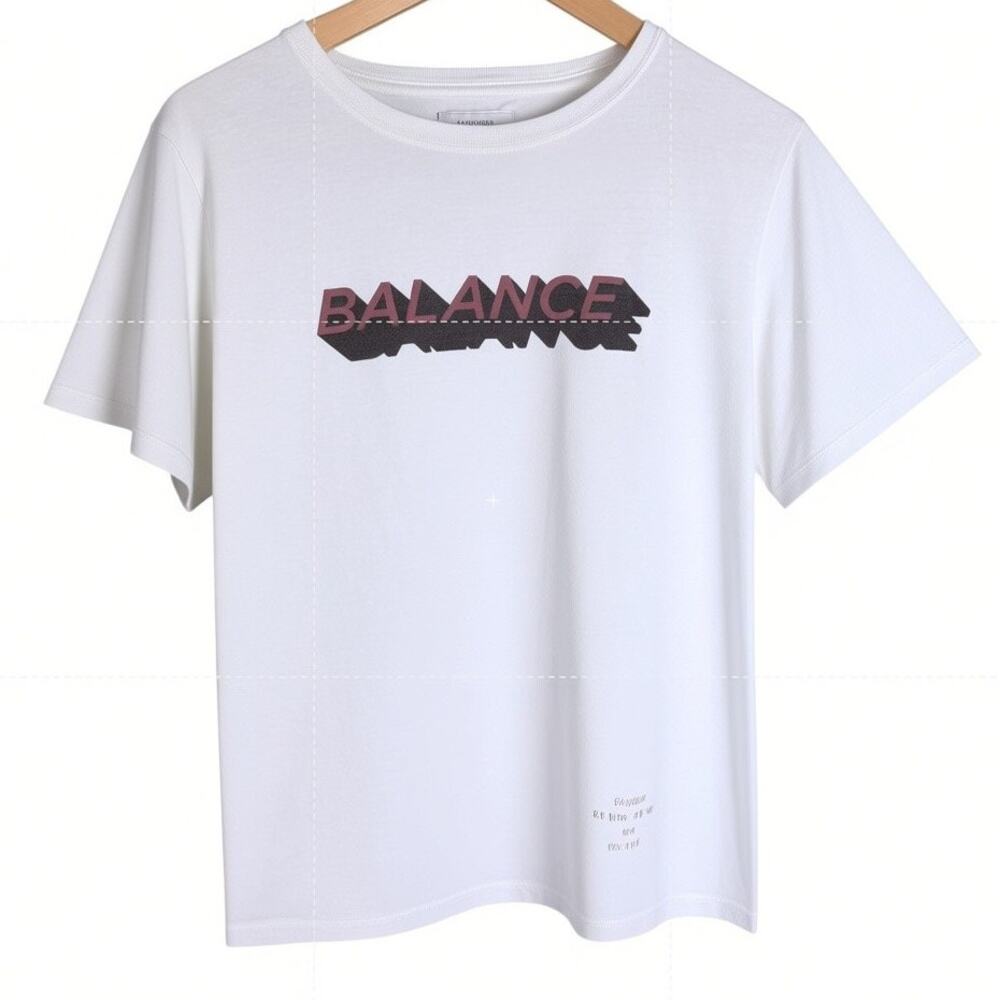 Saturdays NYC Balance Logo Men's Small White Graphic T-Shirt Casual Yoga